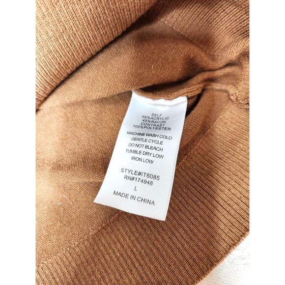 Vintage Women Brown Knit Pullover Sweater Sheer Sleeves Sz. L Floral Boho - Picture 6 of 7